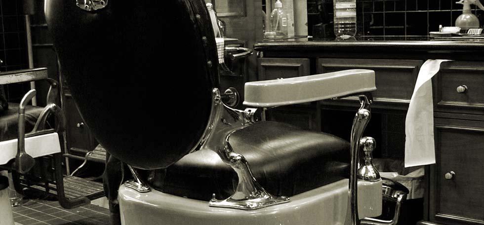 A vintage barber chair in the shop